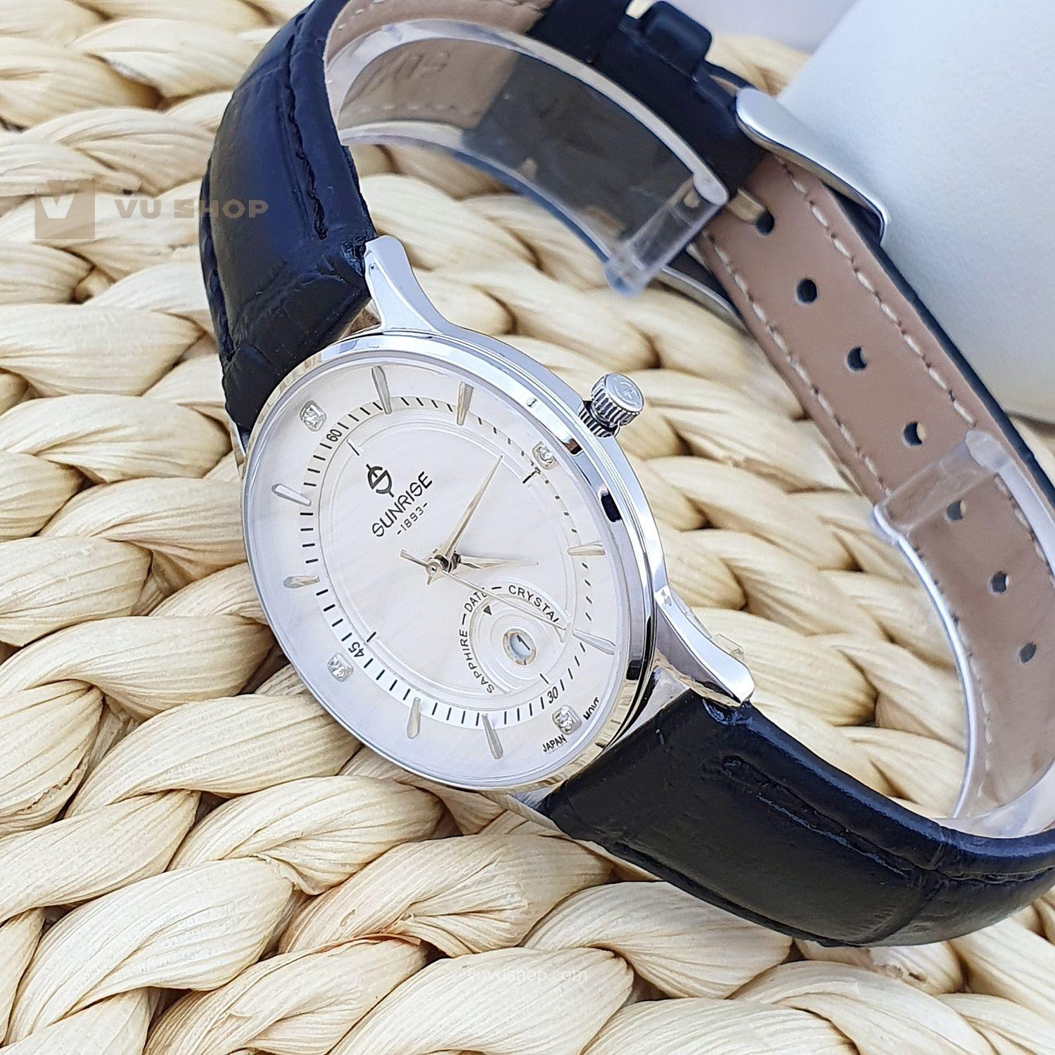 Đồng hồ đôi SUNRISE 1223PA dây da - Chính hãng (Có bán lẻ) - Ảnh 4