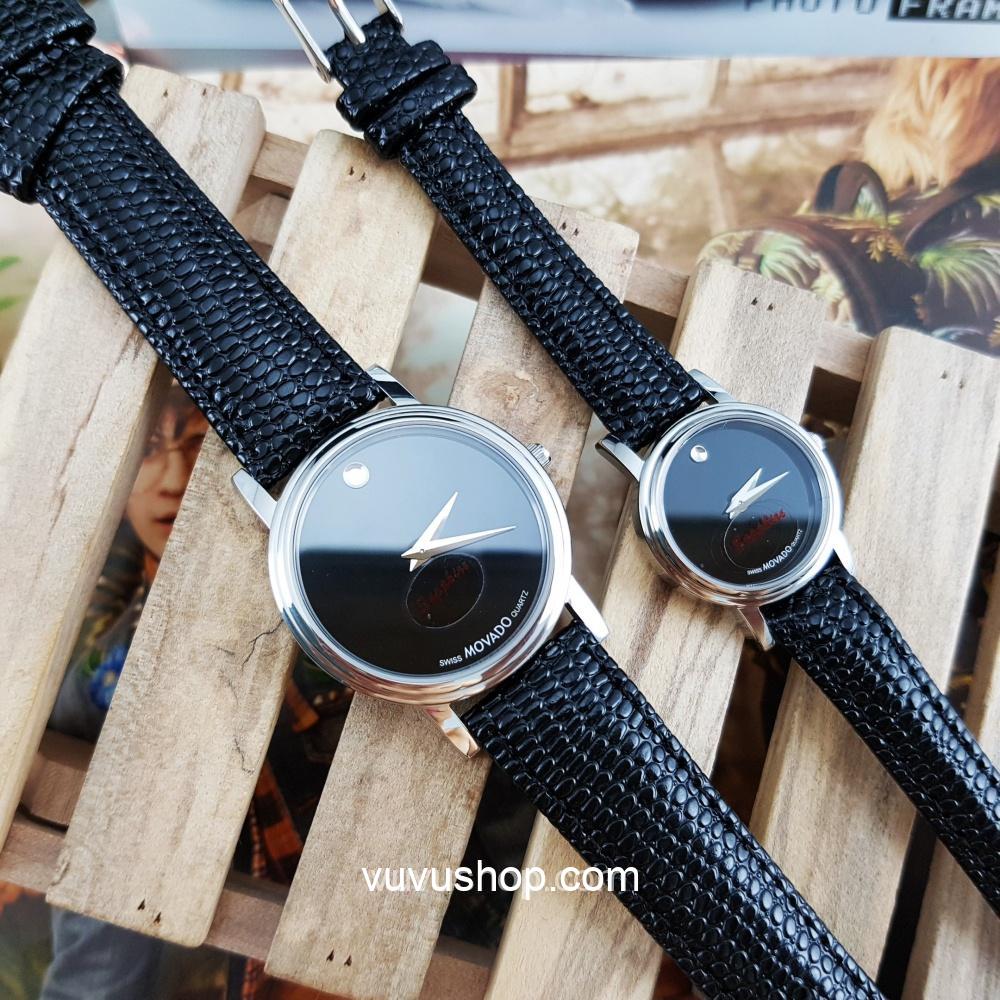Đồng hồ đôi MOVADO dây da - Kính Sapphire (Có bán lẻ) - Ảnh 2