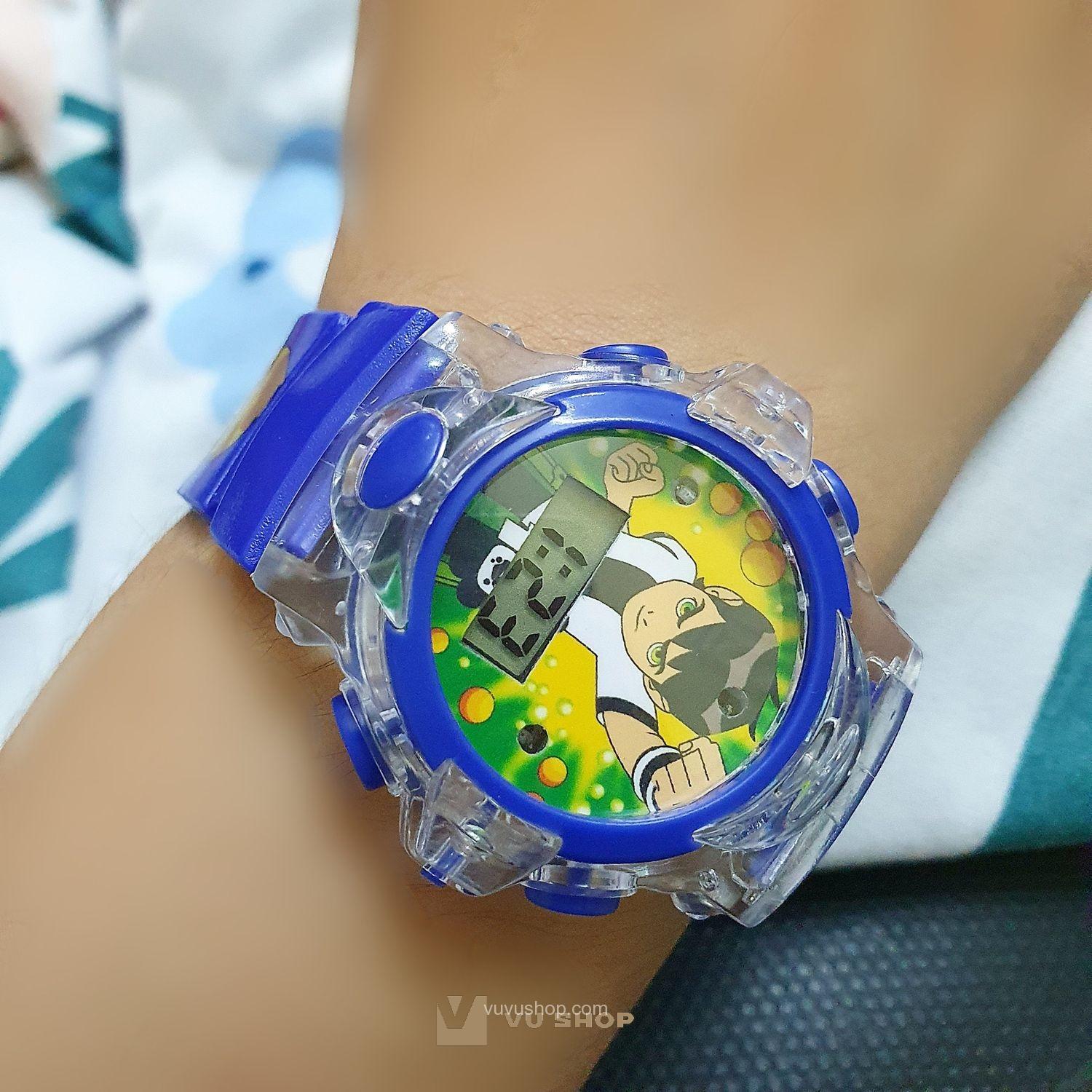 Đồng hồ trẻ em hoạt hình đèn led kèm nhạc nhiều màu