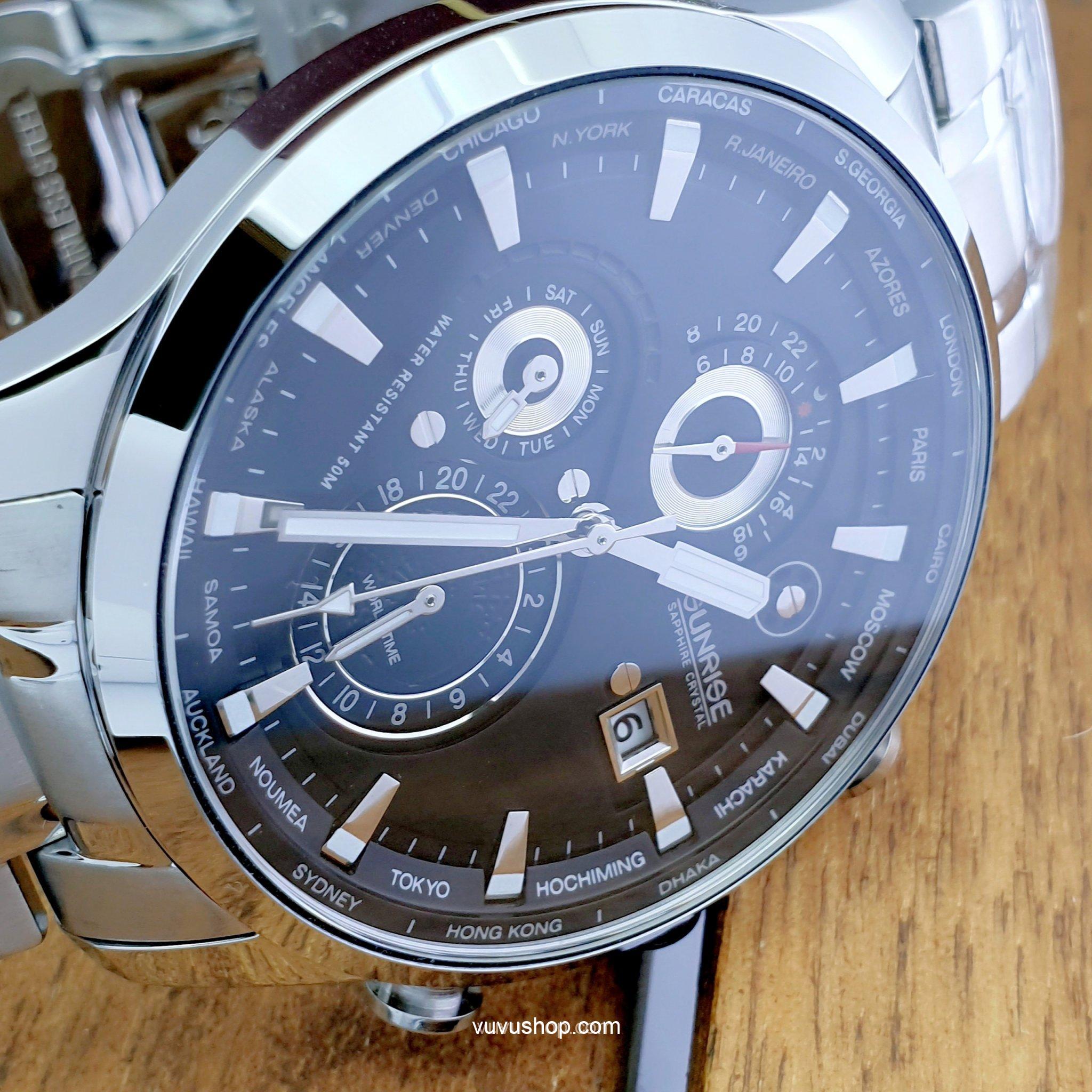 Đồng hồ nam SUNRISE 1135SA World time - Chính hãng - Ảnh 6