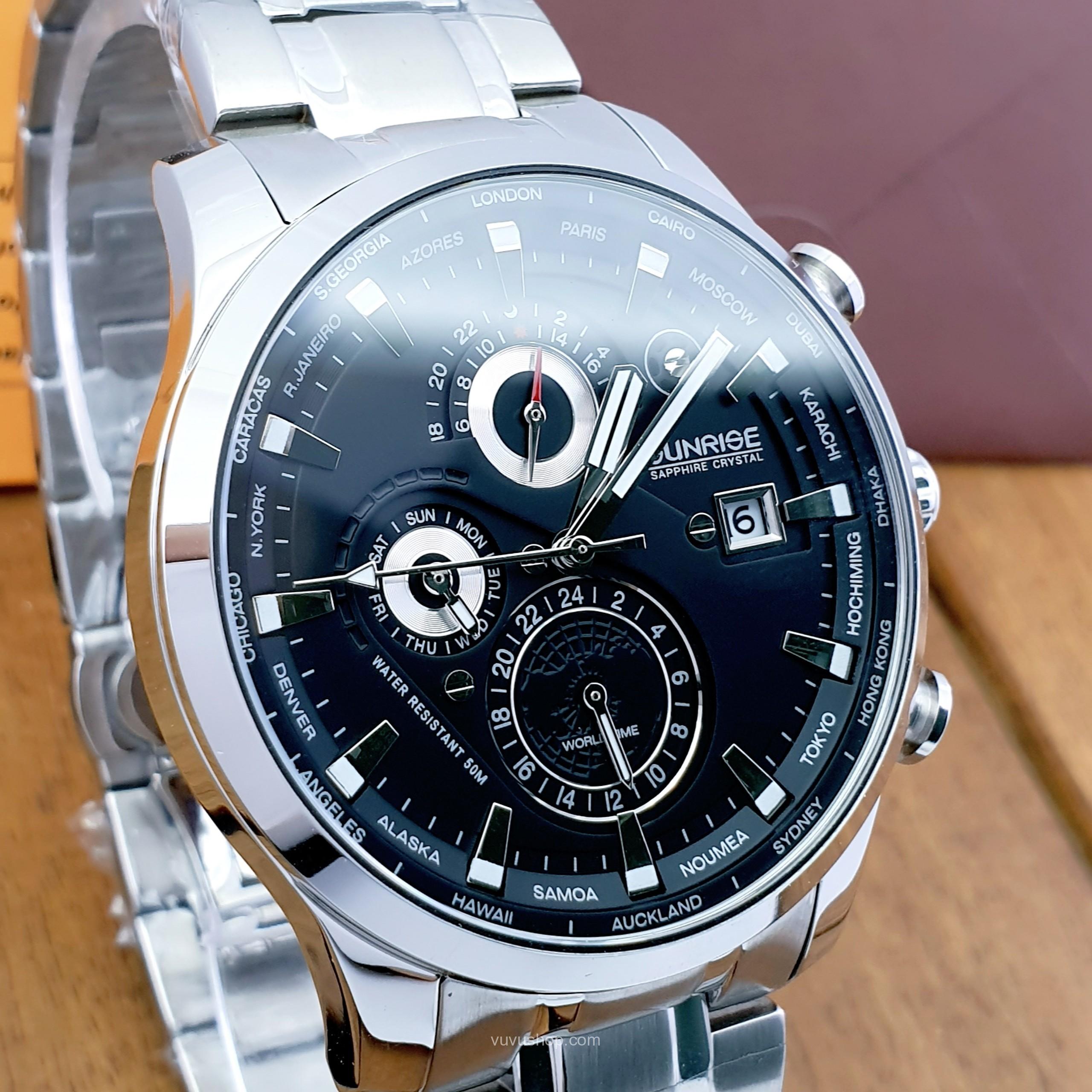Đồng hồ nam SUNRISE 1135SA World time - Chính hãng - Ảnh 7