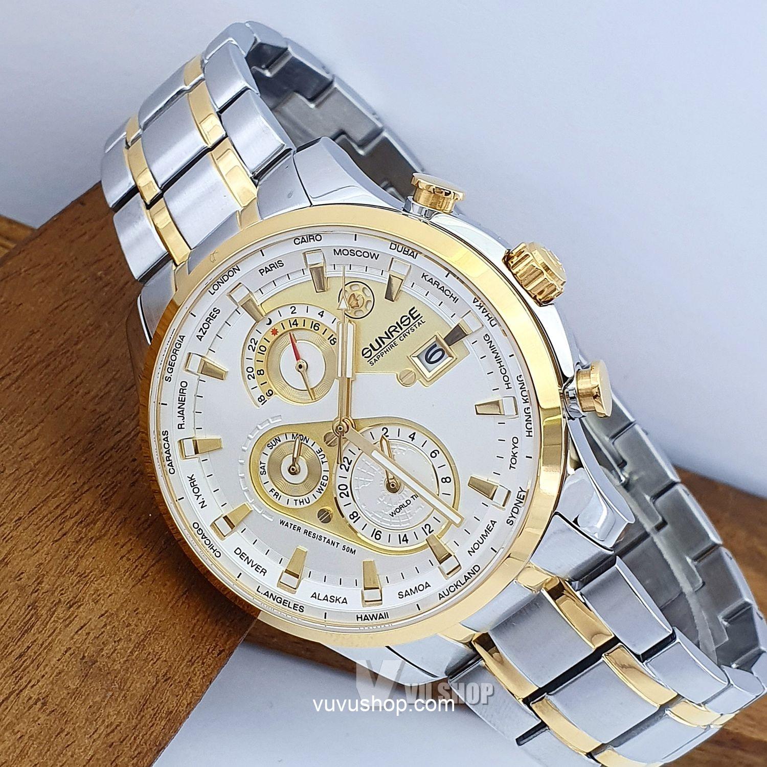 Đồng hồ nam SUNRISE 1135SA World time - Chính hãng