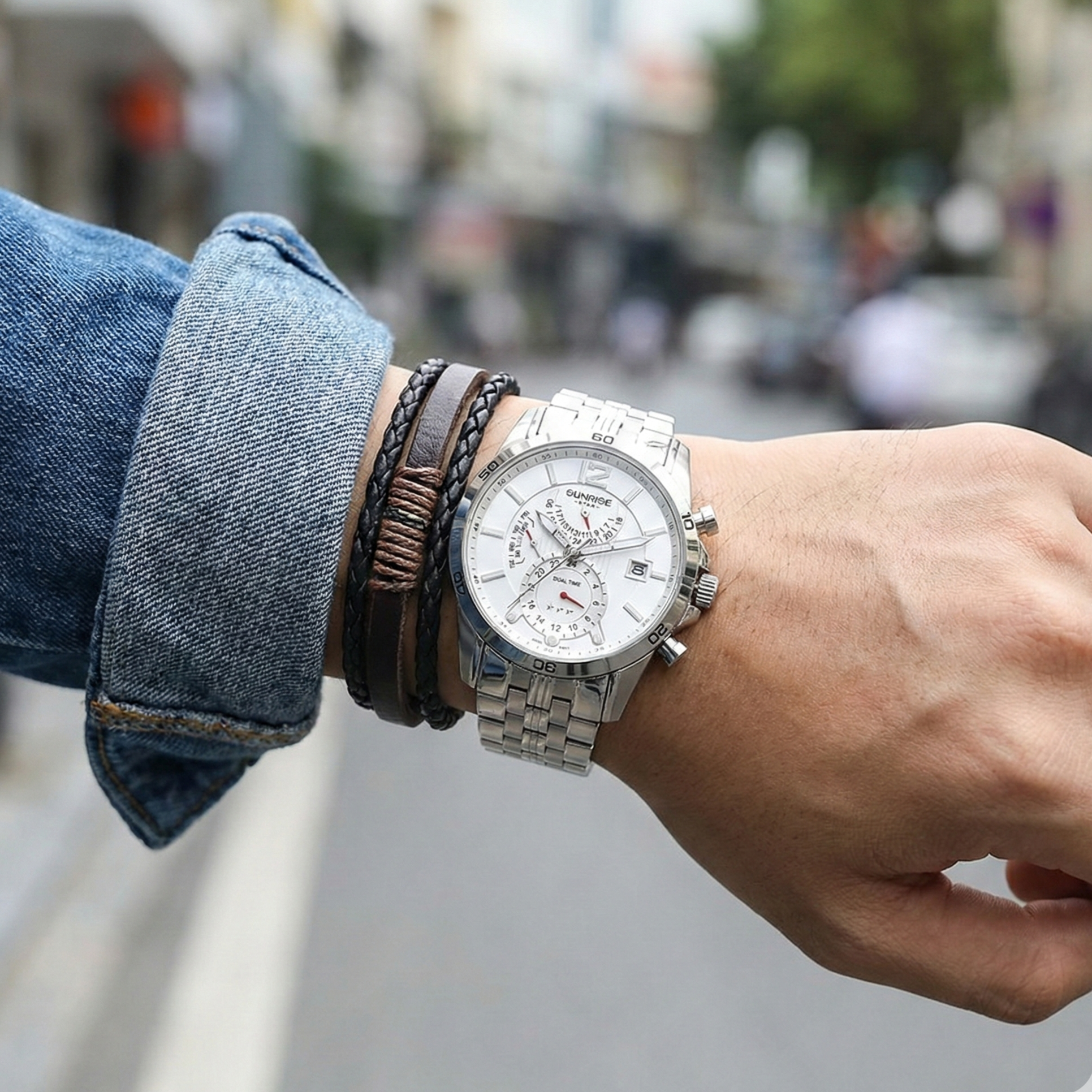 Đồng hồ nam SUNRISE1172SA Dual time Chính hãng - Ảnh 11