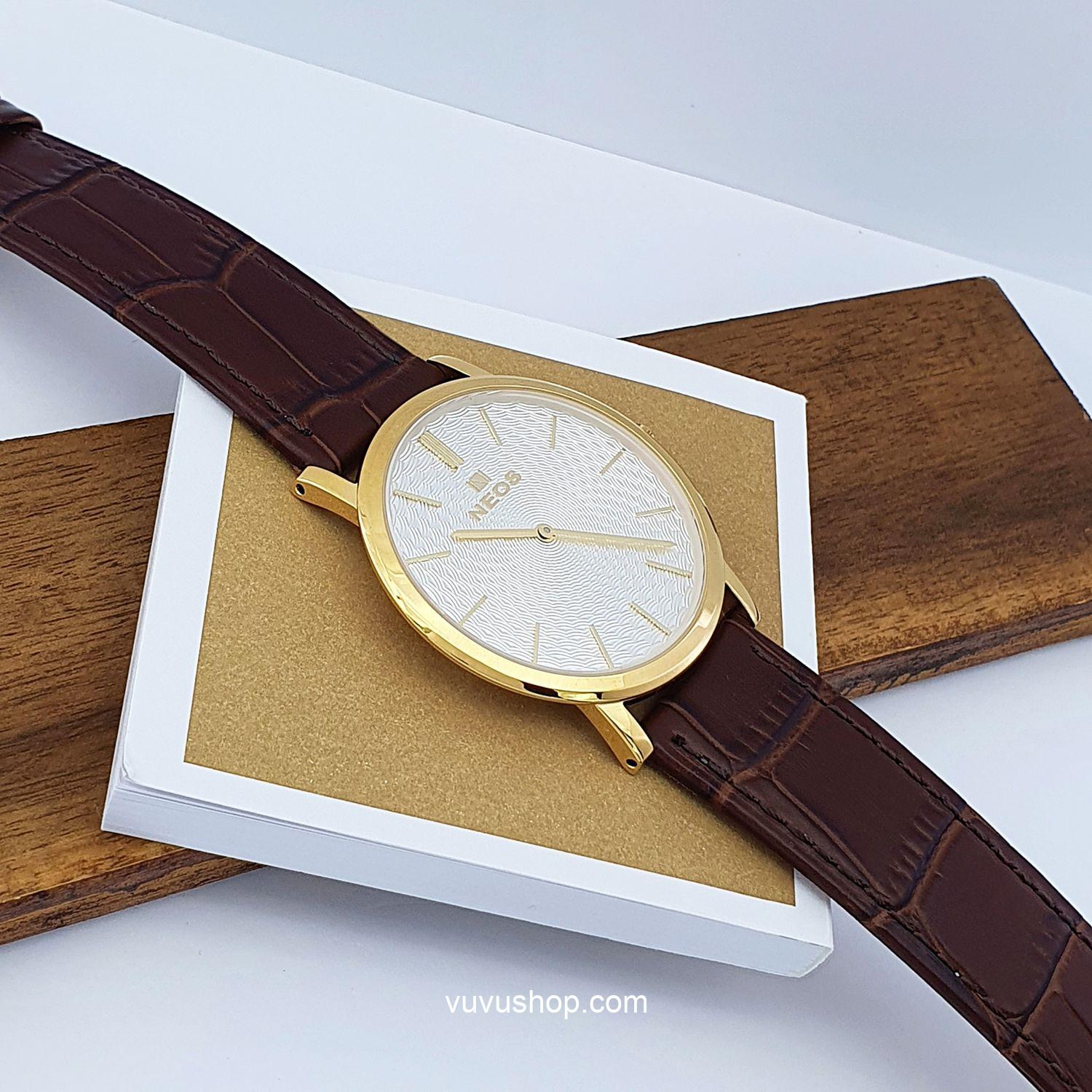 Đồng hồ nam NEOS N-40577M Dây da siêu mỏng Chính hãng - Ảnh 8