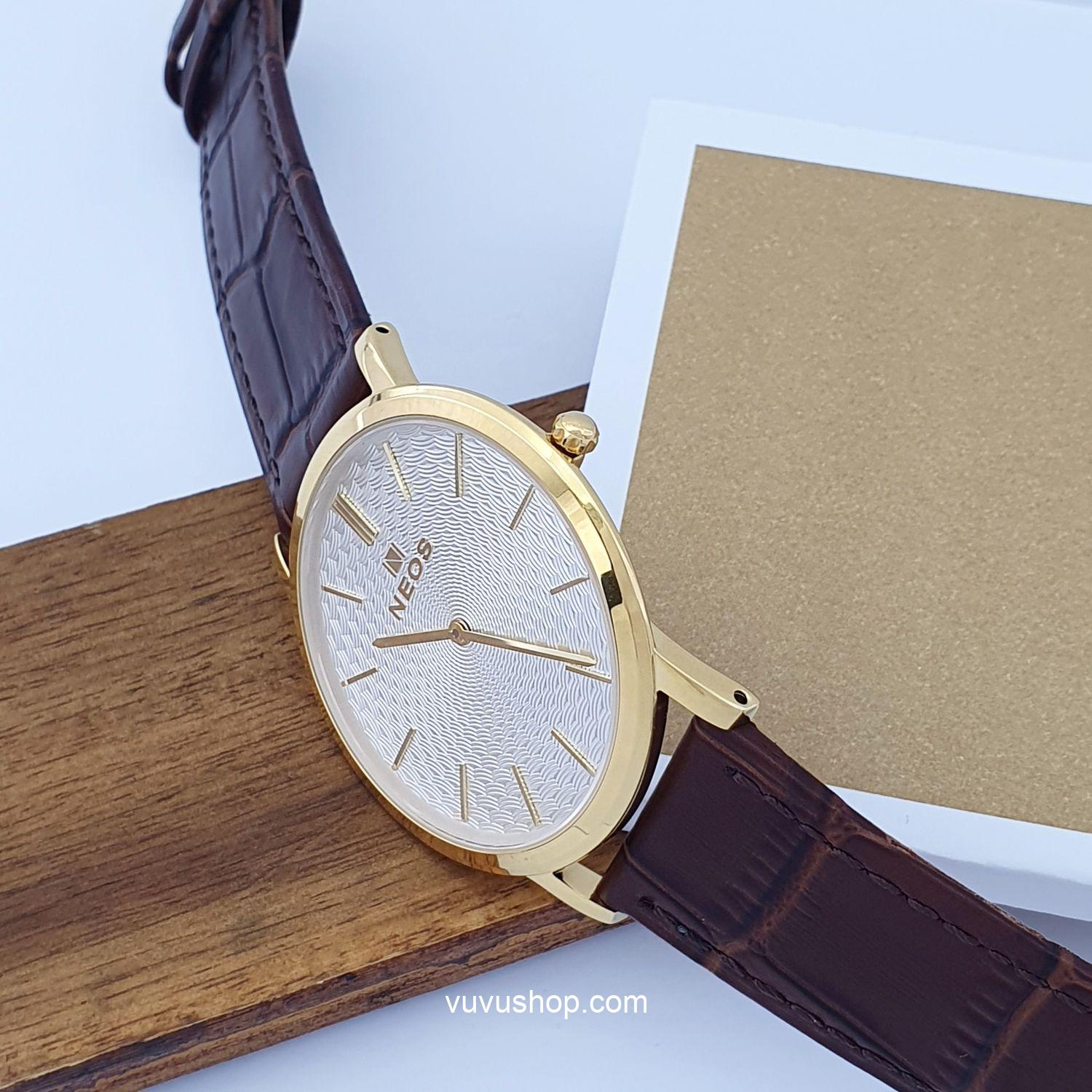 Đồng hồ nam NEOS N-40577M Dây da siêu mỏng Chính hãng - Ảnh 10