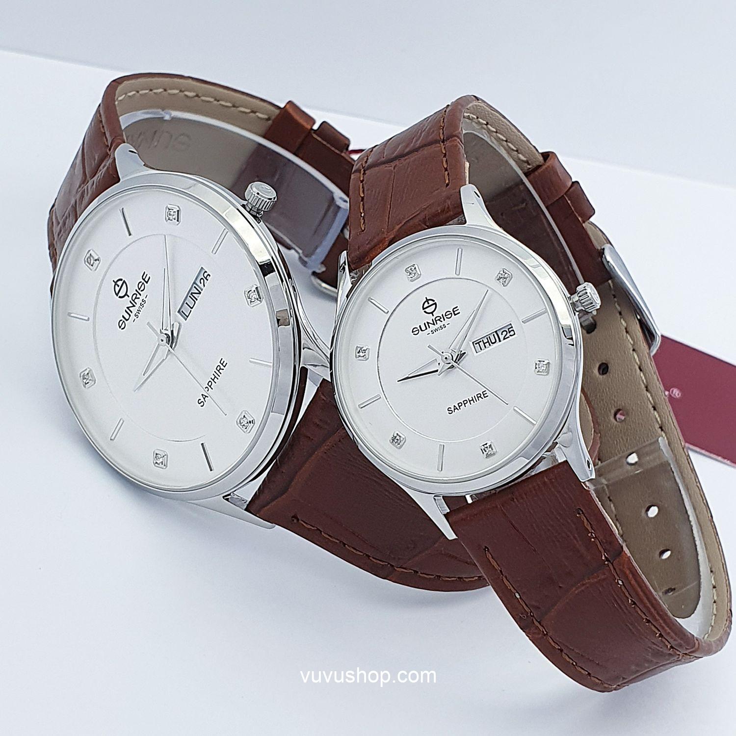 Đồng hồ đôi SUNRISE 1109PB - Chính hãng, kính Sapphire