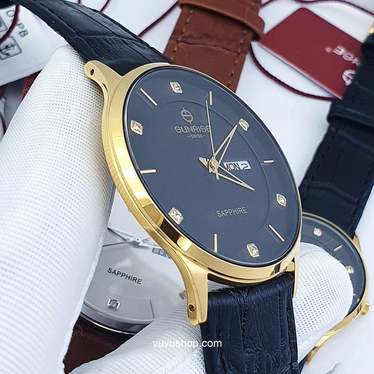 Đồng hồ đôi SUNRISE 1109PB - 2 lịch, kính Sapphire - Ảnh 7