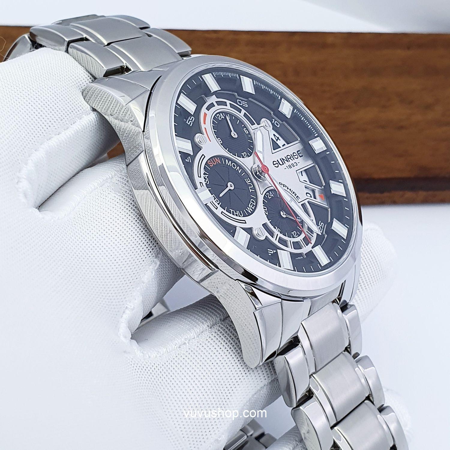 Đồng hồ nam SUNRISE 1270SA - Chính hãng, Dual time - Ảnh 6