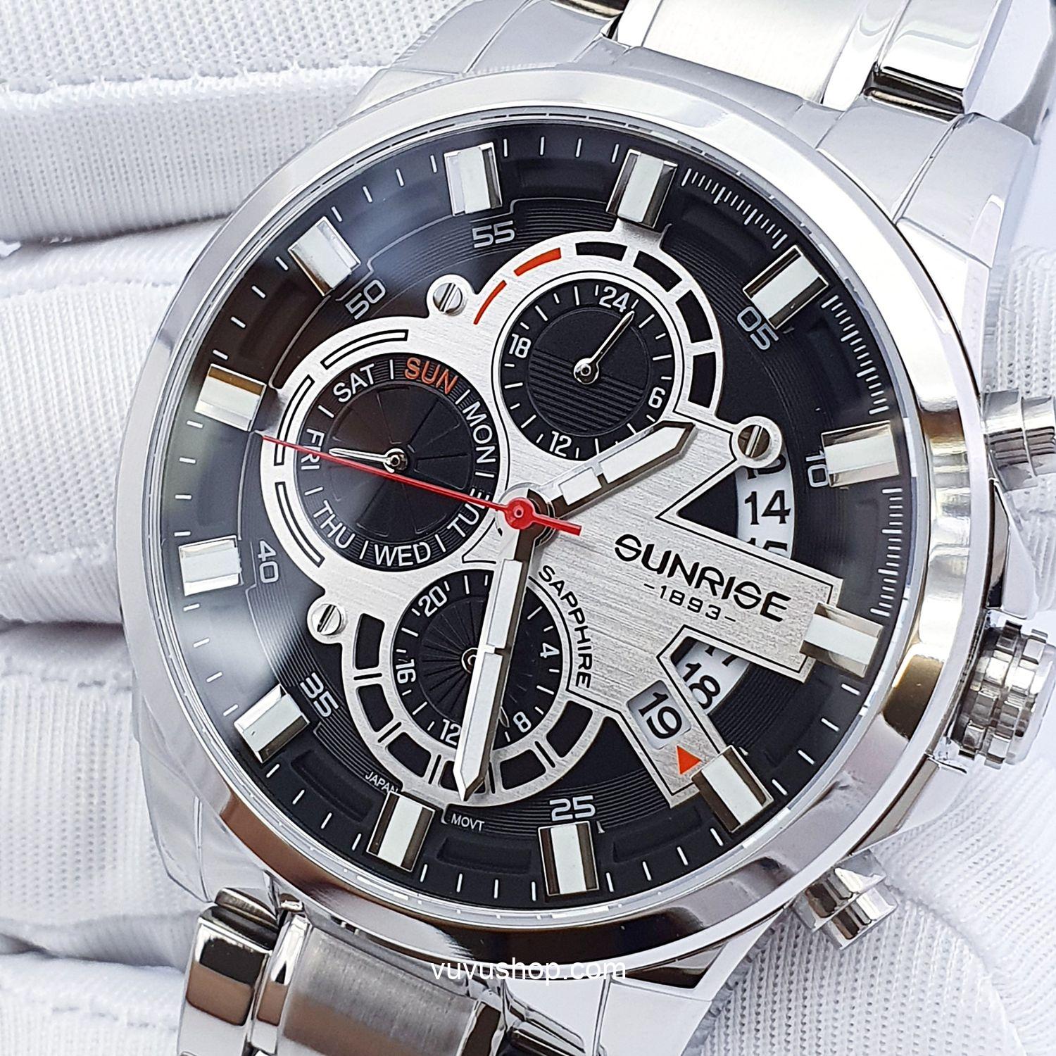 Đồng hồ nam SUNRISE 1270SA - Chính hãng, Dual time - Ảnh 9