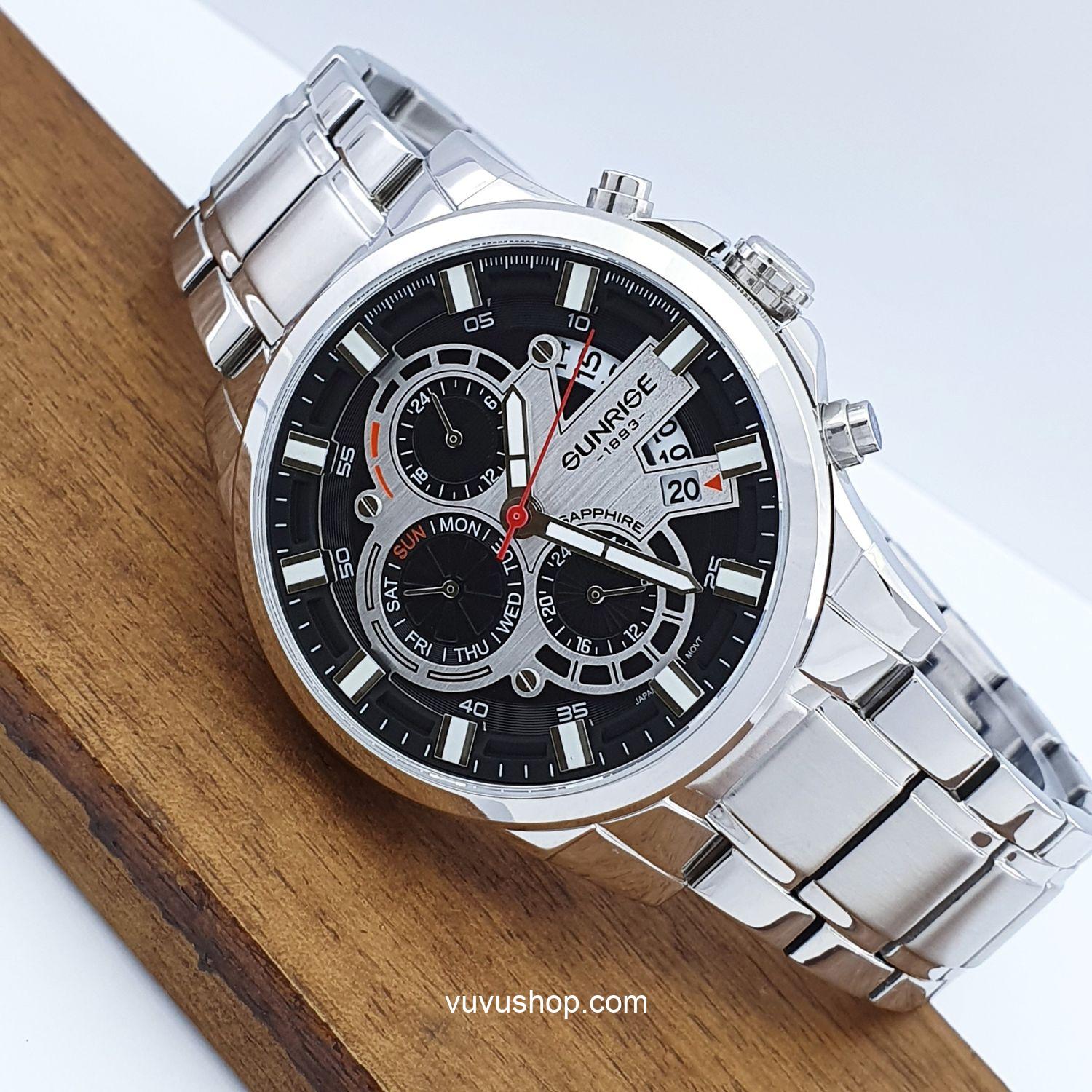 Đồng hồ nam SUNRISE 1270SA - Chính hãng, Dual time