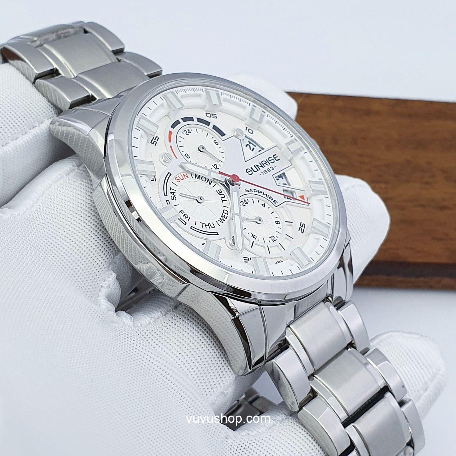 Đồng hồ nam SUNRISE 1270SA - Chính hãng, Dual time - Ảnh 4