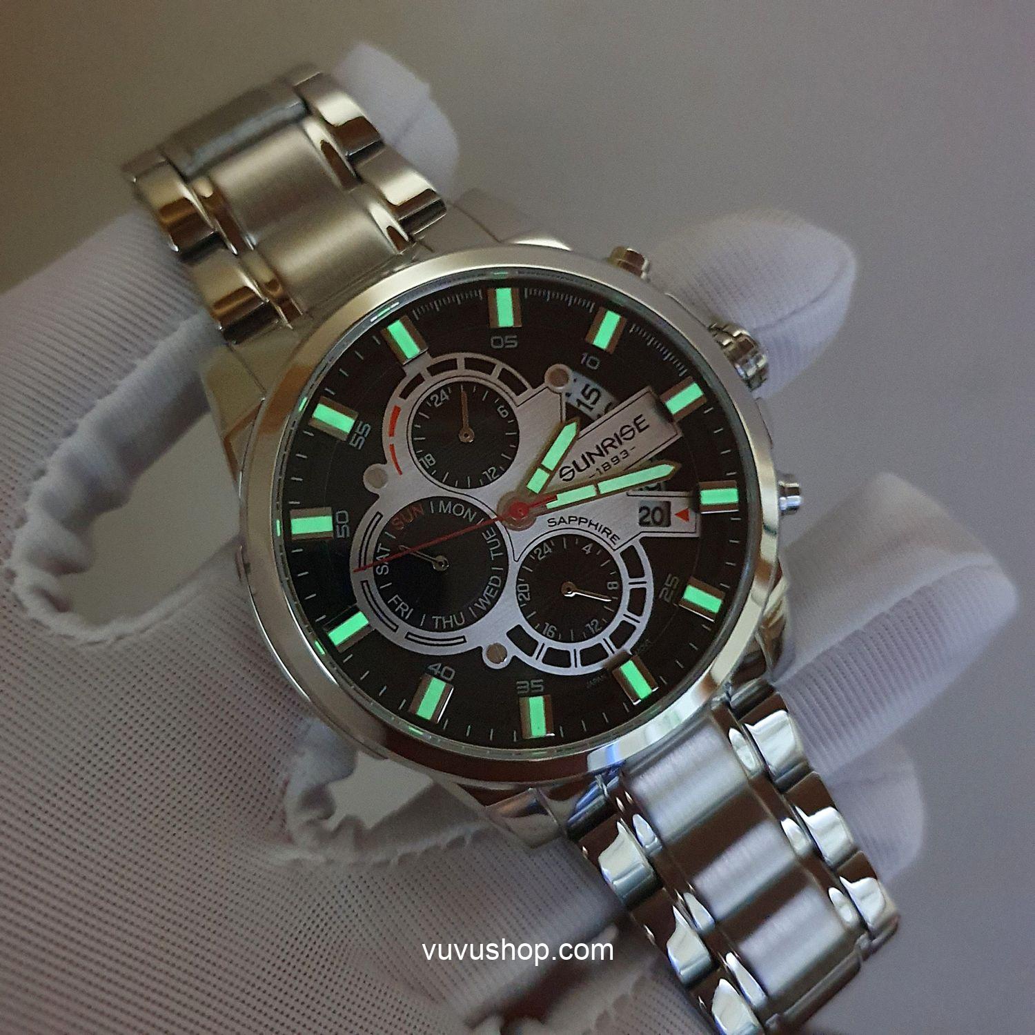 Đồng hồ nam SUNRISE 1270SA - Chính hãng, Dual time - Ảnh 7