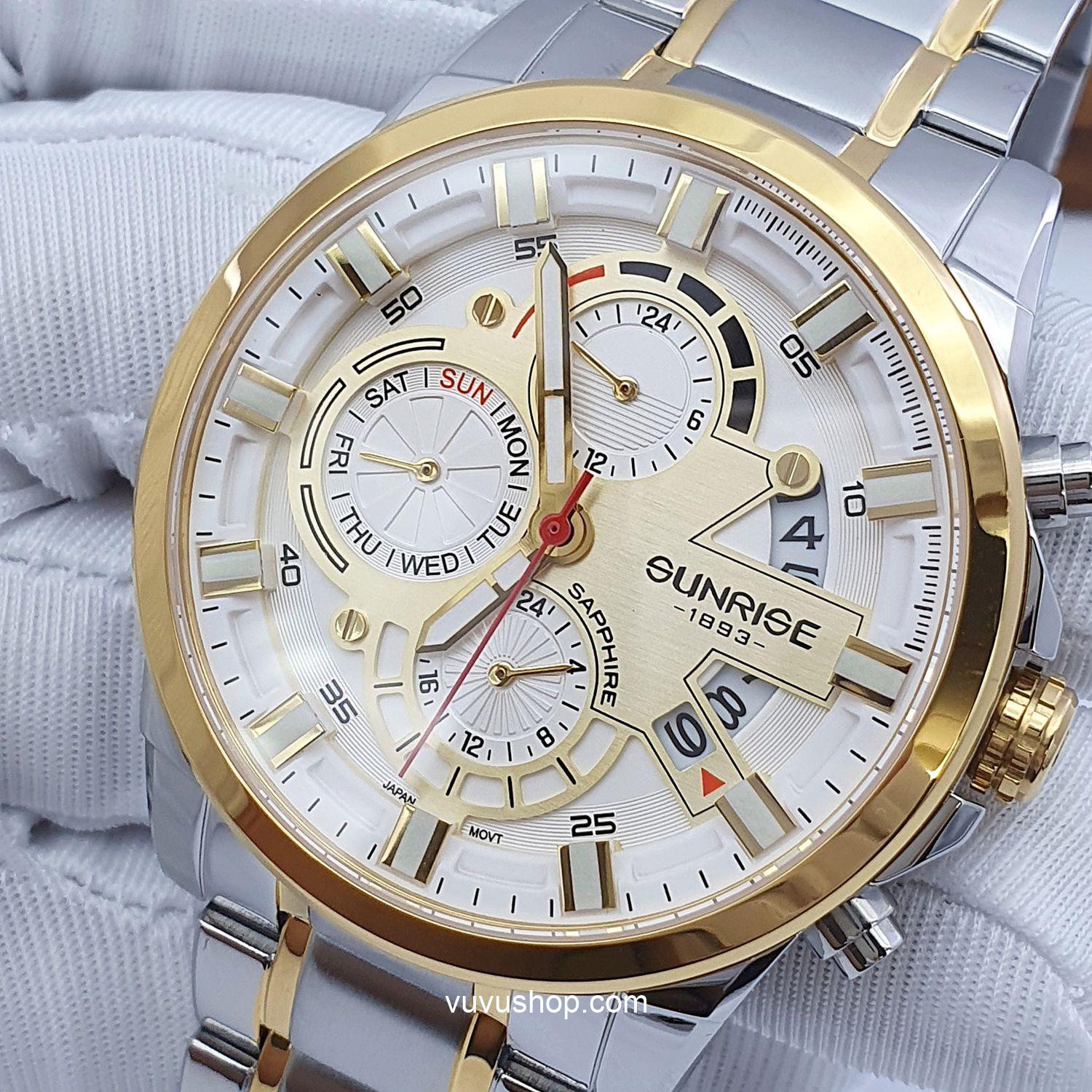 Đồng hồ nam SUNRISE 1270SA - Chính hãng, Dual time - Ảnh 5