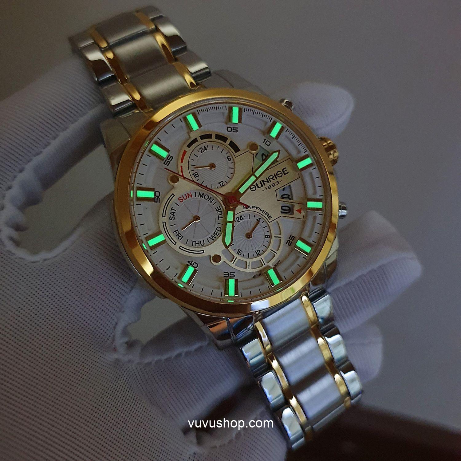 Đồng hồ nam SUNRISE 1270SA - Chính hãng, Dual time - Ảnh 4
