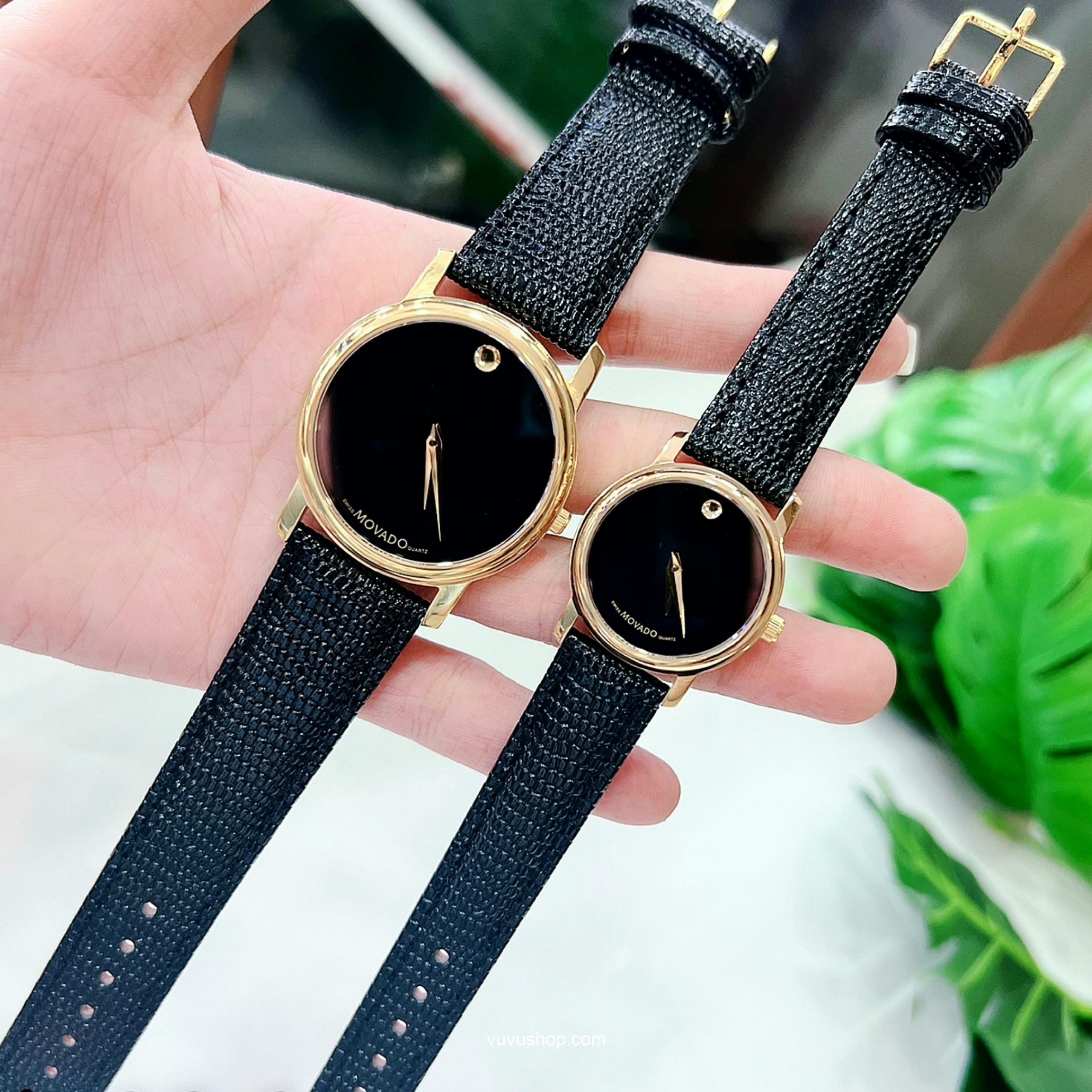 Đồng hồ đôi MOVADO dây da - Kính Sapphire (Có bán lẻ) - Ảnh 11