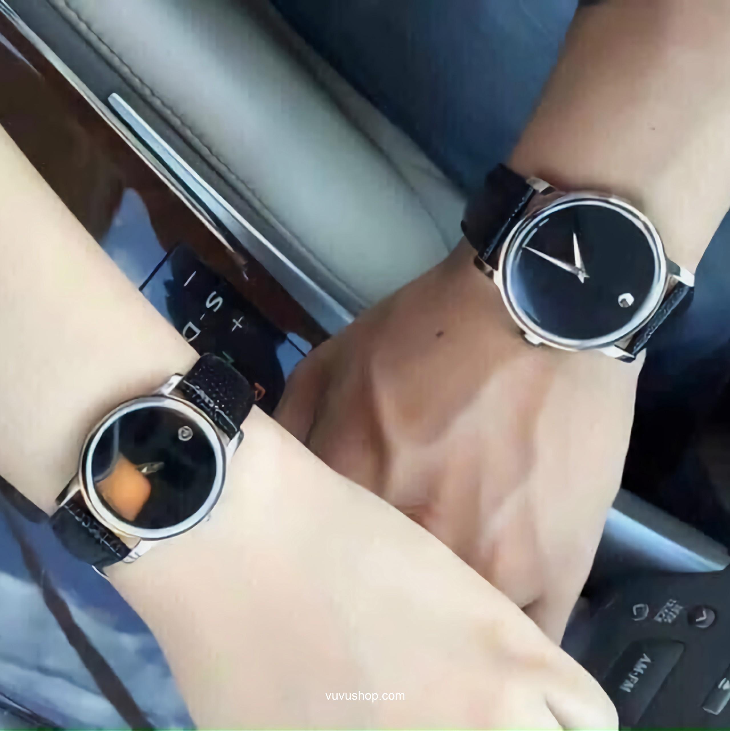 Đồng hồ đôi MOVADO dây da - Kính Sapphire (Có bán lẻ) - Ảnh 5