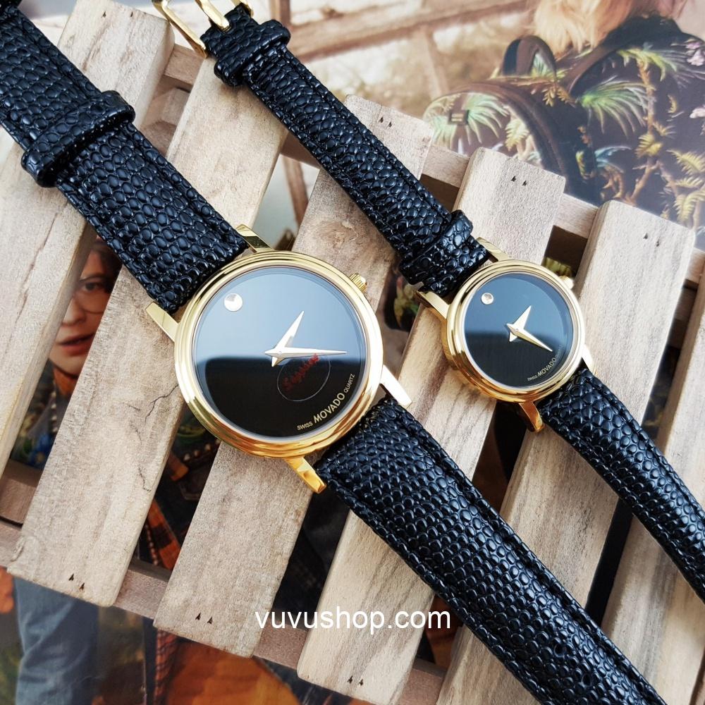 Đồng hồ đôi MOVADO dây da - Kính Sapphire (Có bán lẻ) - Ảnh 3