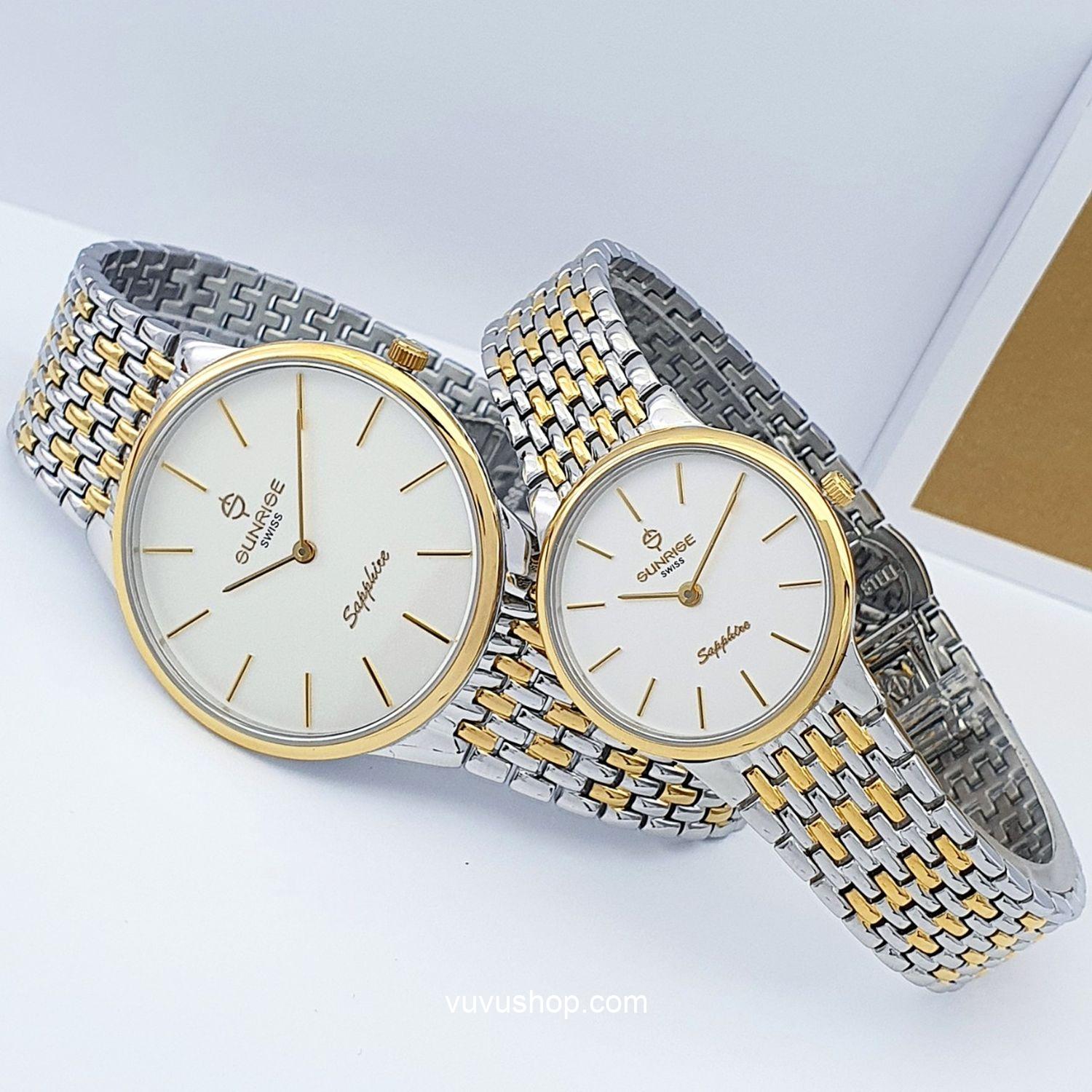 Đồng hồ đôi SUNRISE DM738SWD siêu mỏng Chính hãng