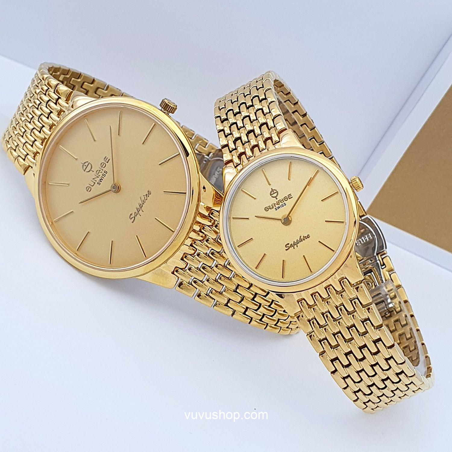 Đồng hồ đôi SUNRISE DM738SWD siêu mỏng Chính hãng