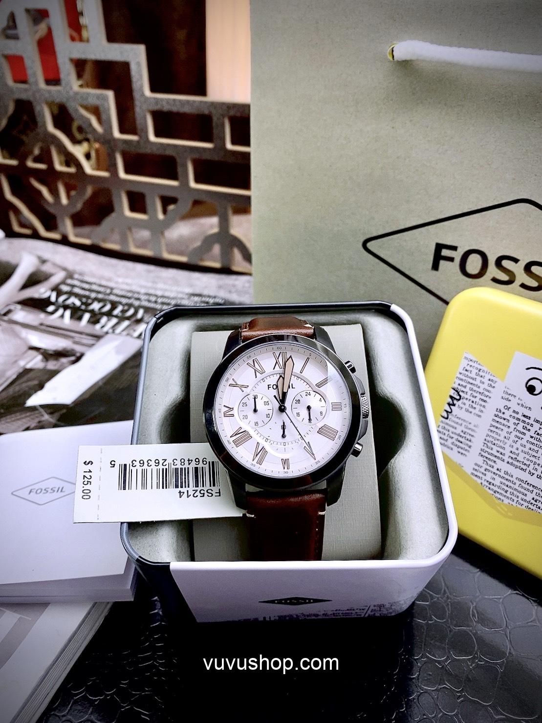 Đồng hồ nam Fossil FS5214 Grant Chronograph Fullbox - Ảnh 6