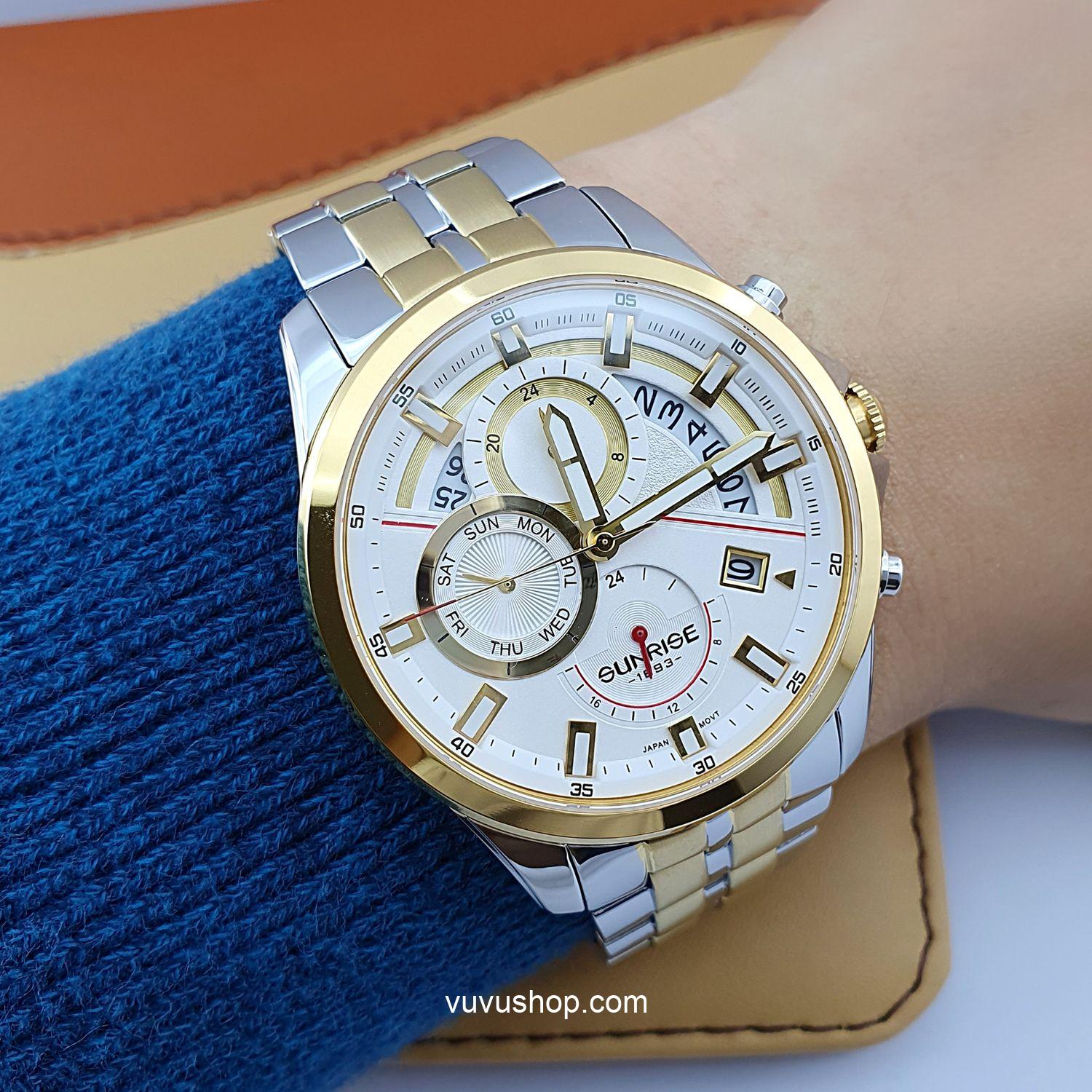 Đồng hồ nam SUNRISE 1246SA Dual time Chính hãng - Ảnh 3