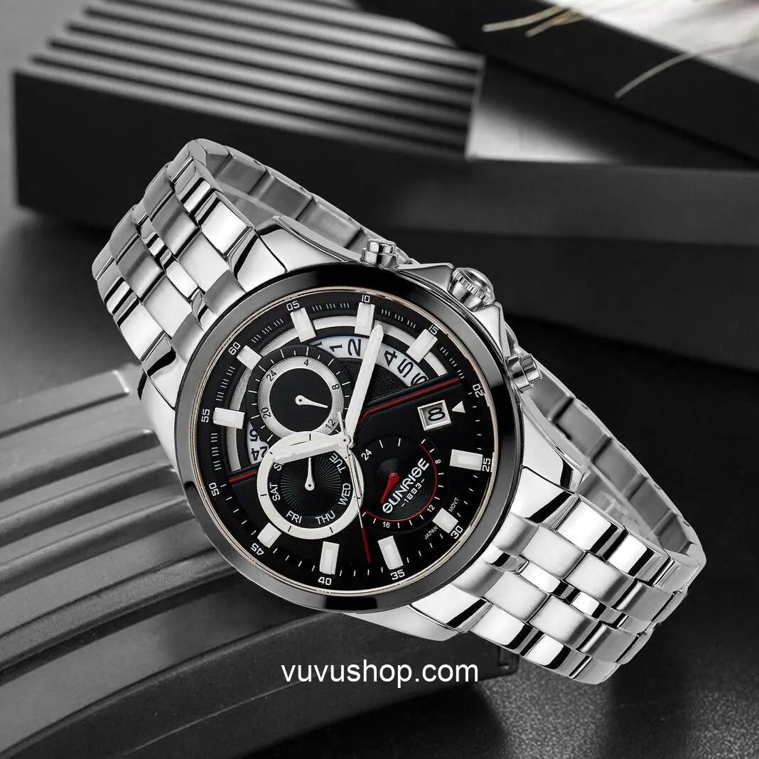 Đồng hồ nam SUNRISE 1246SA Dual time Chính hãng - Ảnh 3