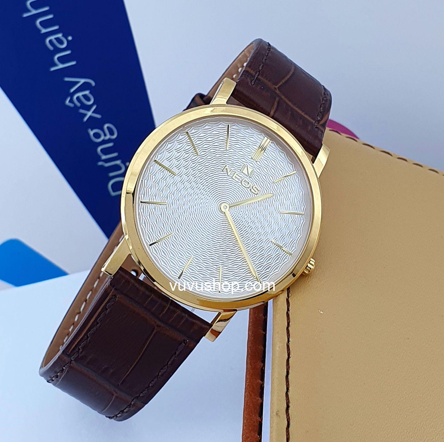 Đồng hồ nam NEOS N-40577M Dây da siêu mỏng Chính hãng - Ảnh 3