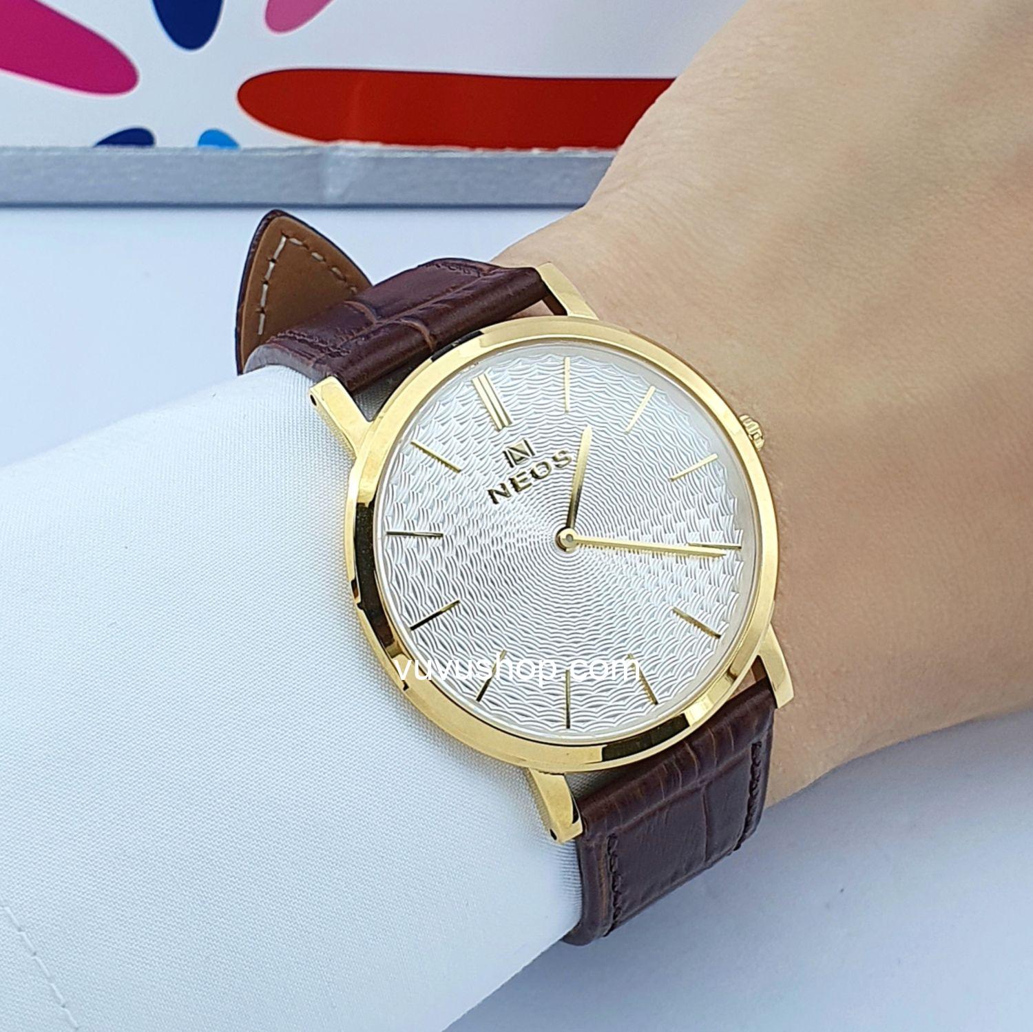 Đồng hồ nam NEOS N-40577M Dây da siêu mỏng Chính hãng - Ảnh 7