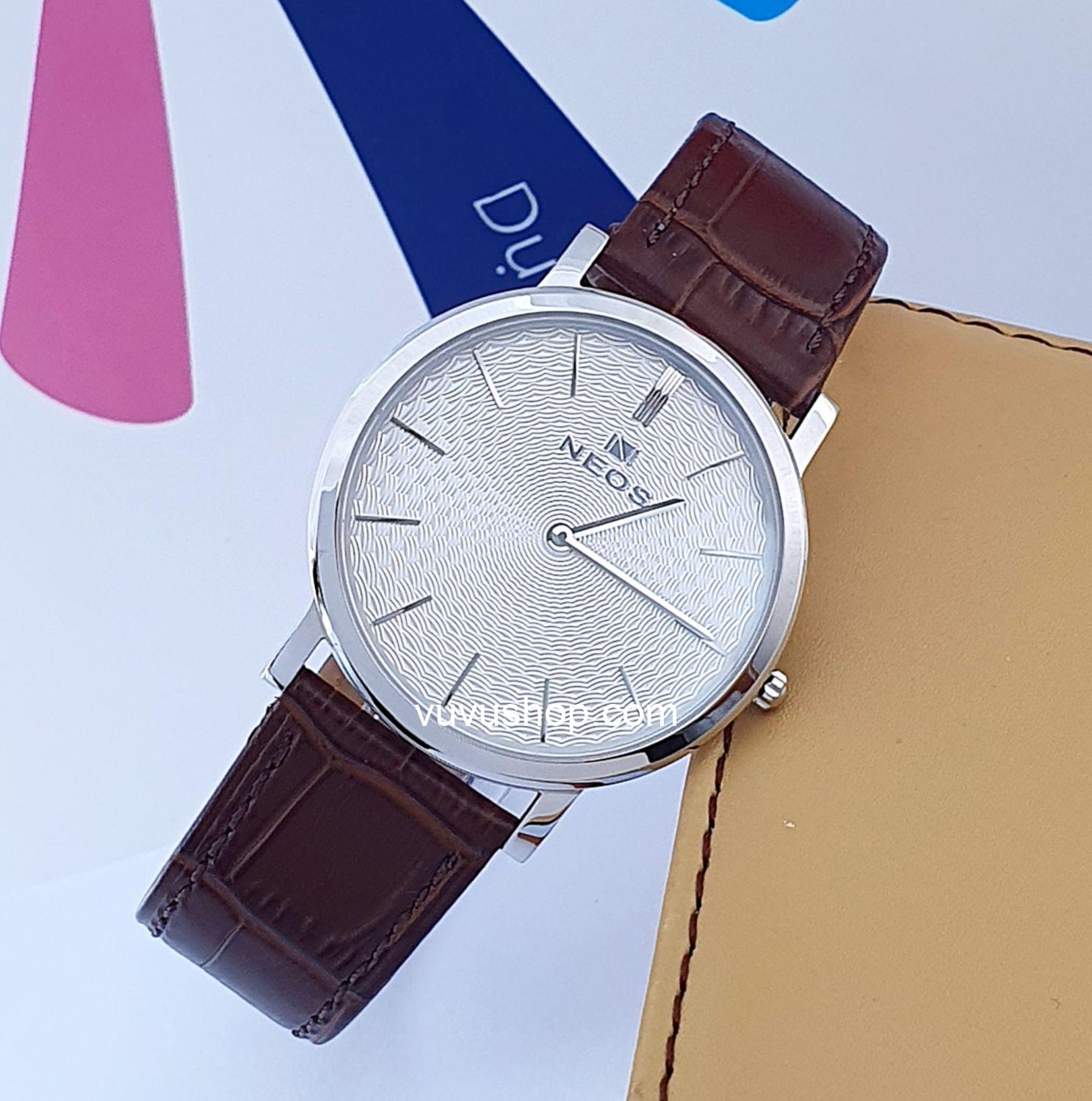 Đồng hồ nam NEOS N-40577M Dây da siêu mỏng Chính hãng - Ảnh 4